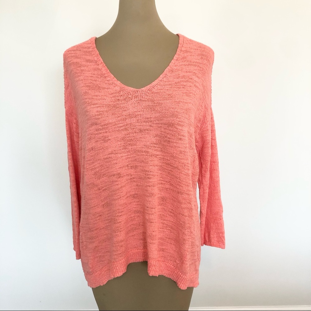 {LOFT} Salmon Back Slit Sweater